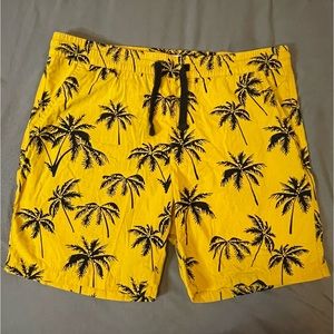 Cactus Man Ricky Singh Athletic Tropical Shorts, Large, Yellow & Palm Trees